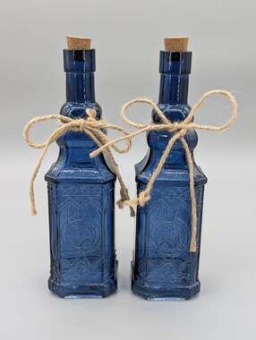Ashland Indigo Corked Glass Bottles 9.25" Set of 2 Decorative Tabletop Accents